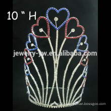 fashion metal silver plating full crystal heart shape wedding tiaras and jewellery wholesale